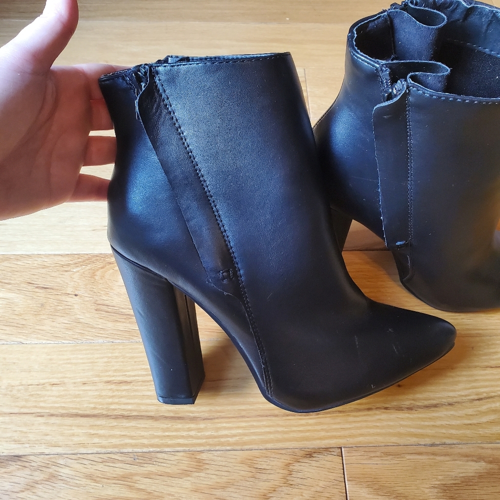 Black Pointy Toe Booties - Picture 2 of 8